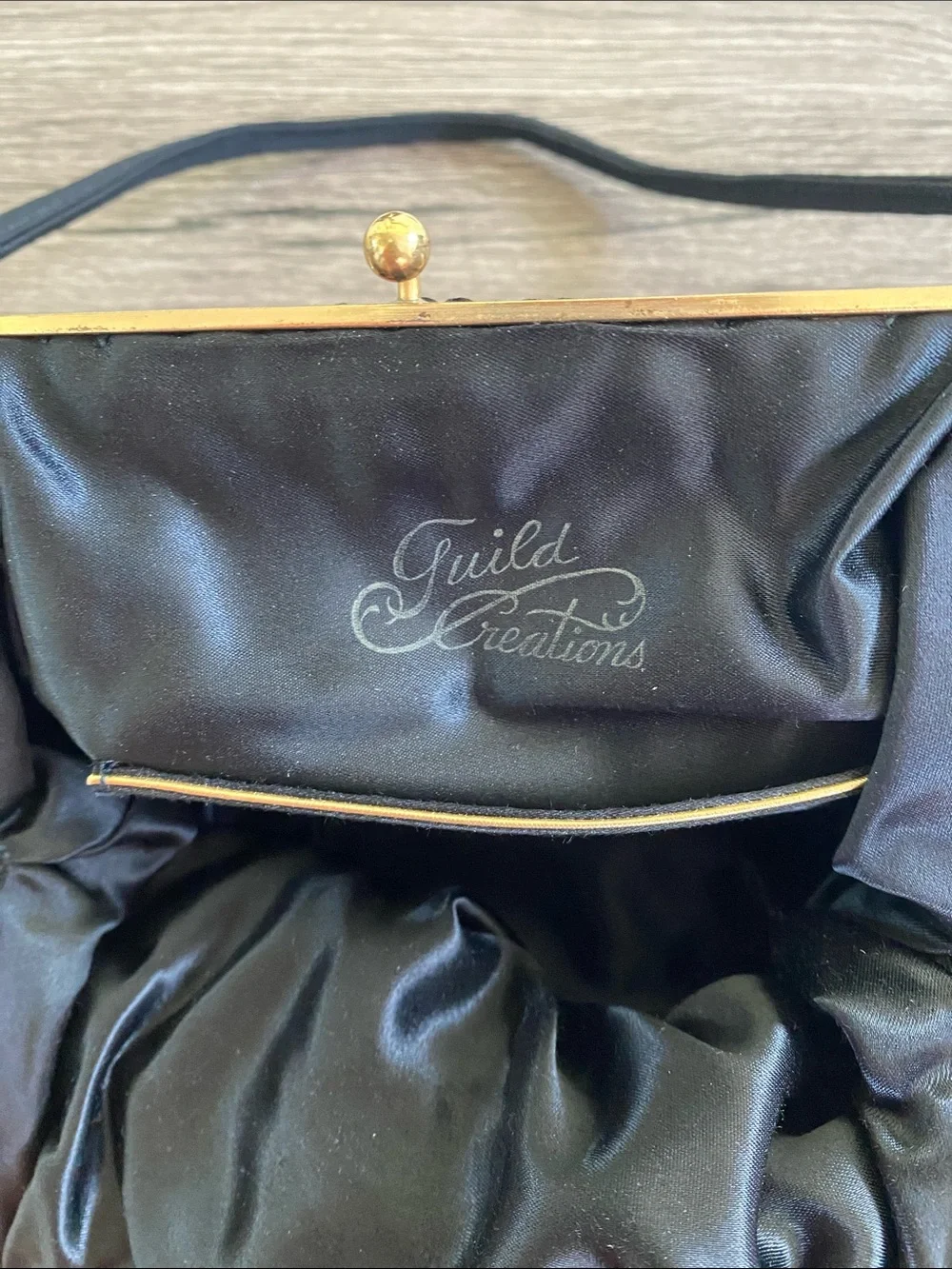 Vintage Elegant Black Evening Handbag with Jeweled Frame Guild Creations